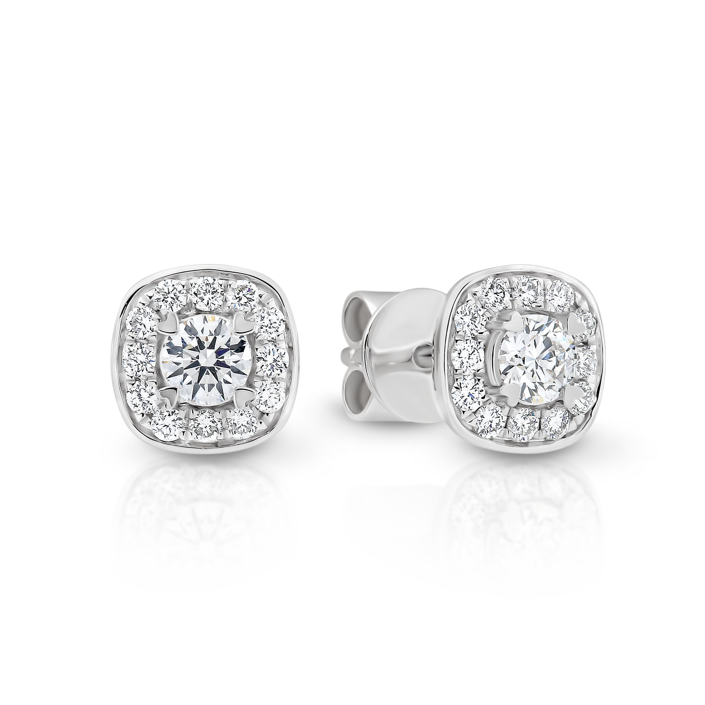 P8ER036 18ct White Gold Halo Stud Earrings