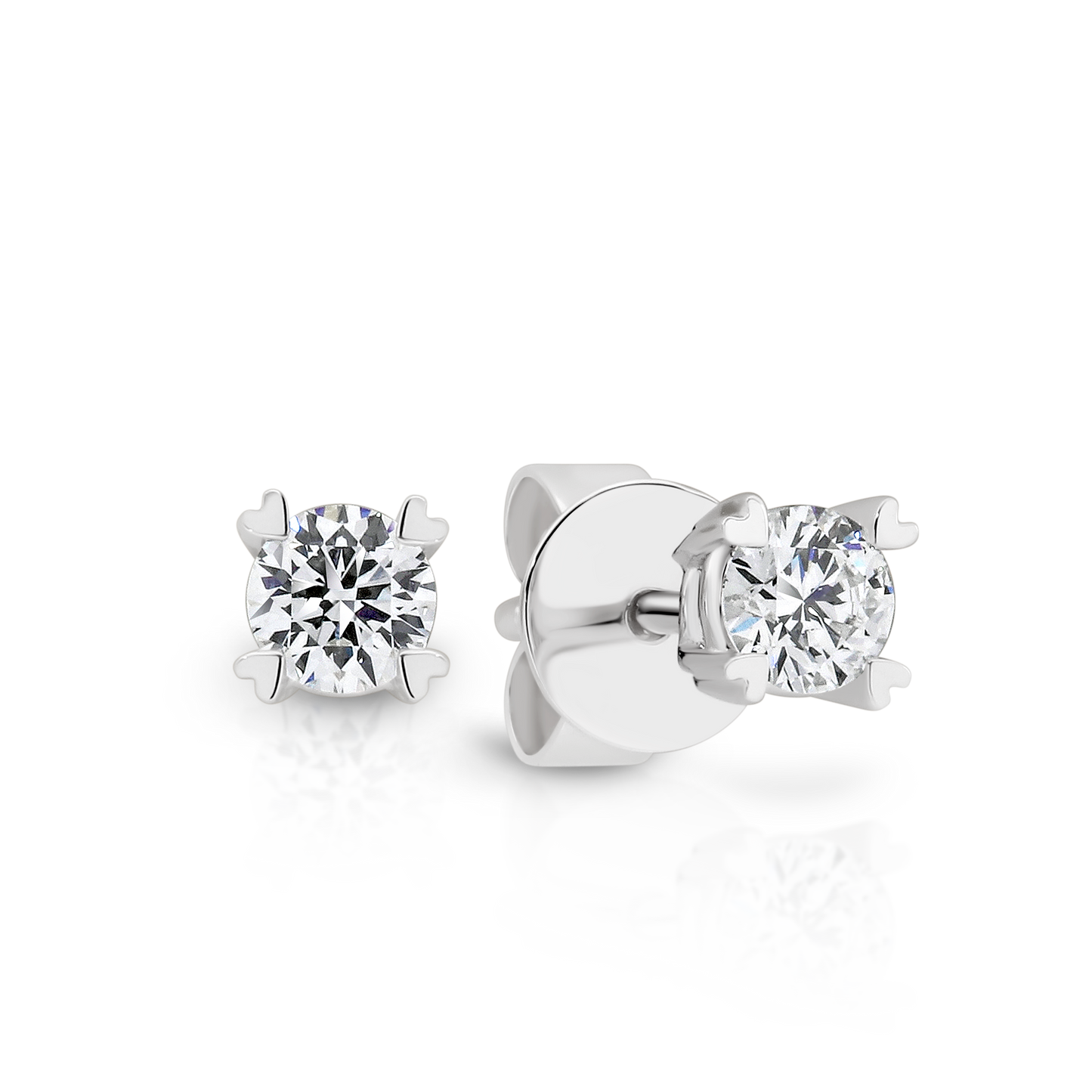 18ct White Gold Heart Prong Studs