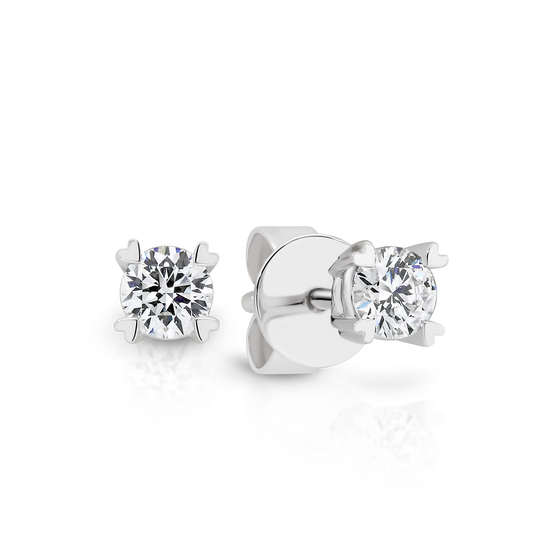 18ct White Gold Heart Prong Studs