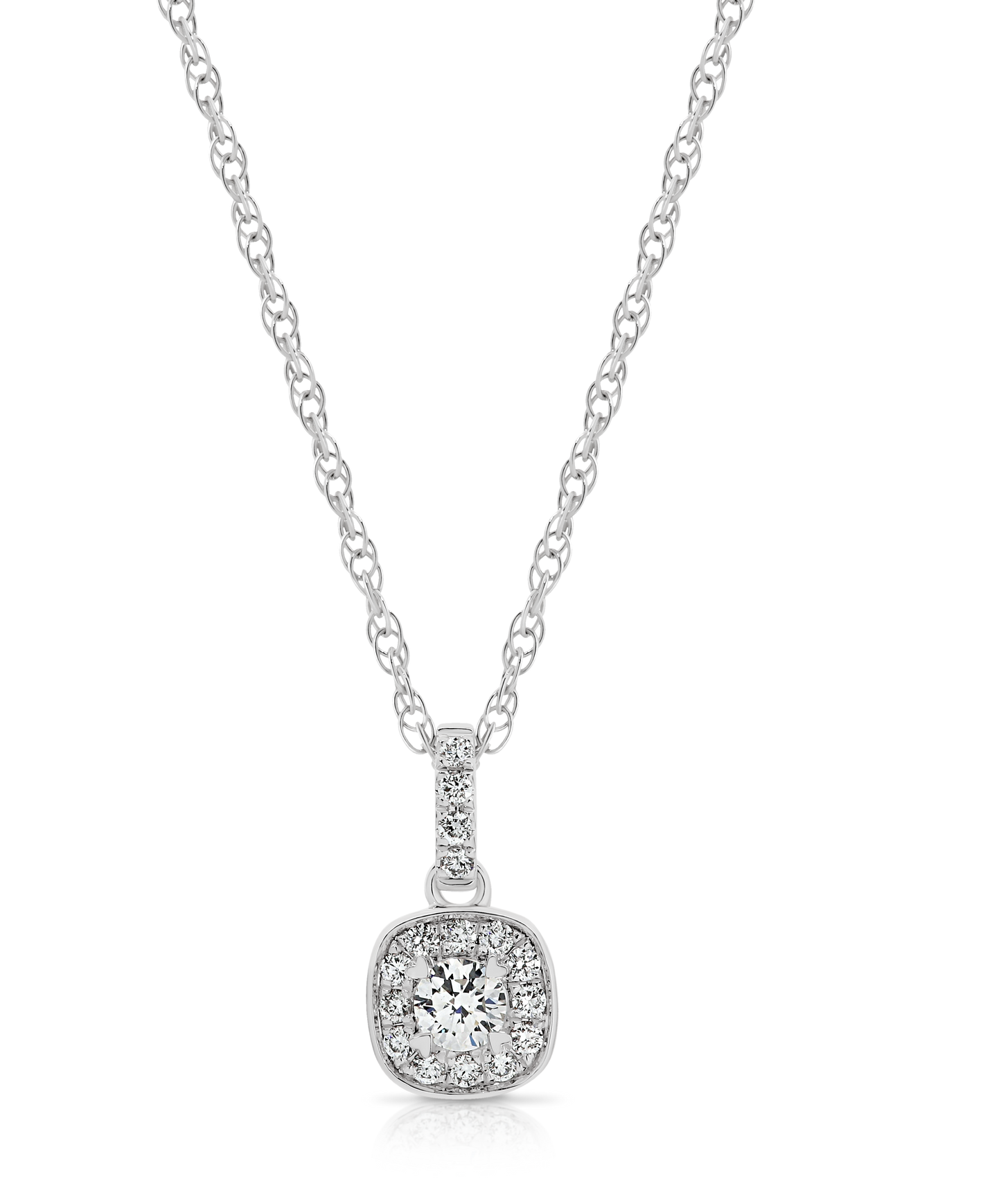 P8PD070 18ct White Gold Cushion Pendant