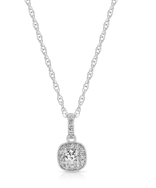 P8PD070 18ct White Gold Cushion Pendant
