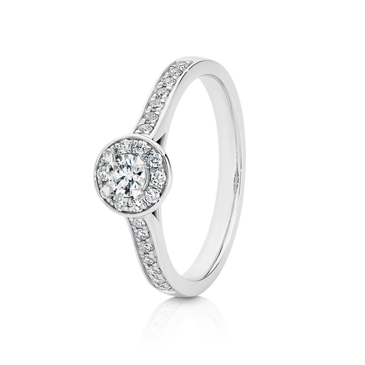 P8RG187 18ct White Gold Round Halo Ring